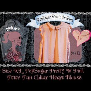 XL Pretty in Pink POPSUGAR Peter Pan Collar Blouse with Heart
